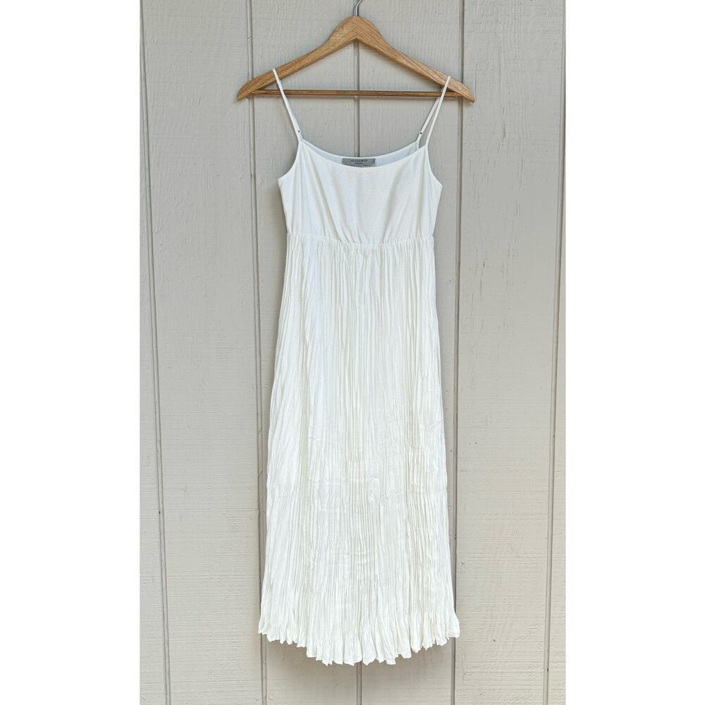 AllSaints Laze Sleeveless Slip Dress White Size XS  Crinkle Pleated - Picture 11 of 12